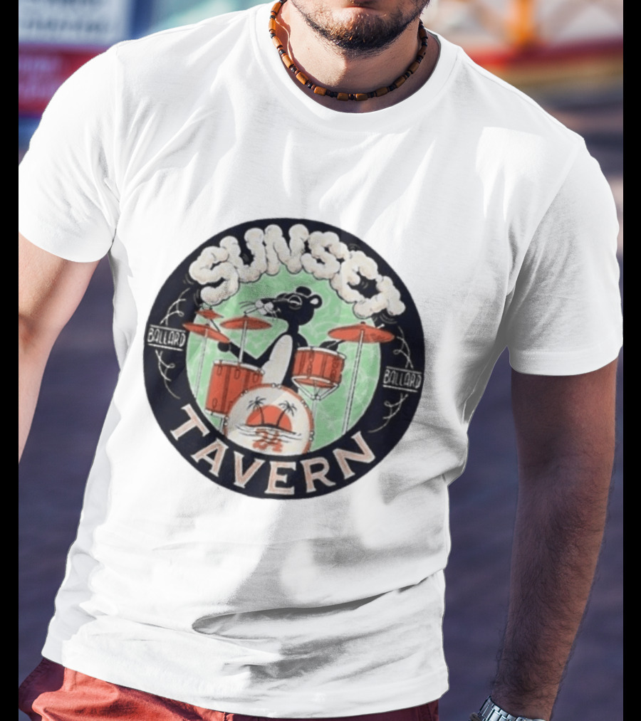 Sunset Tavern Ballard Drumming Bear 24th Anniversary Party Limited Edition T-Shirt