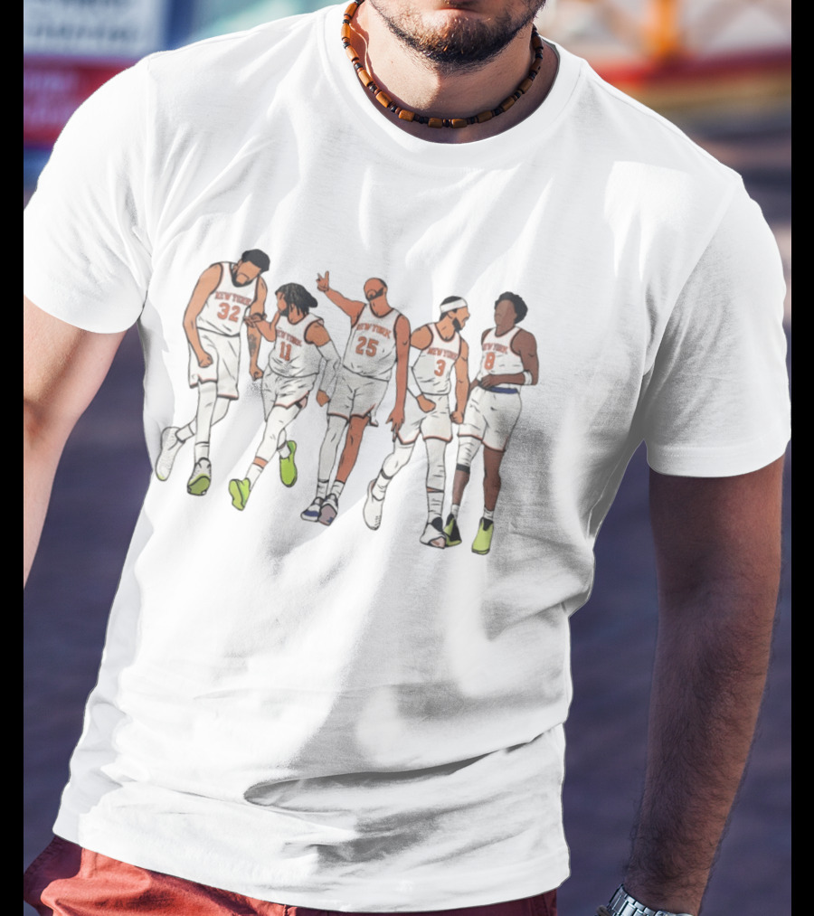 New York Knicks Big Five Players Basketball NBA Cartoon 2026 Team Jersey Fan T-Shirt