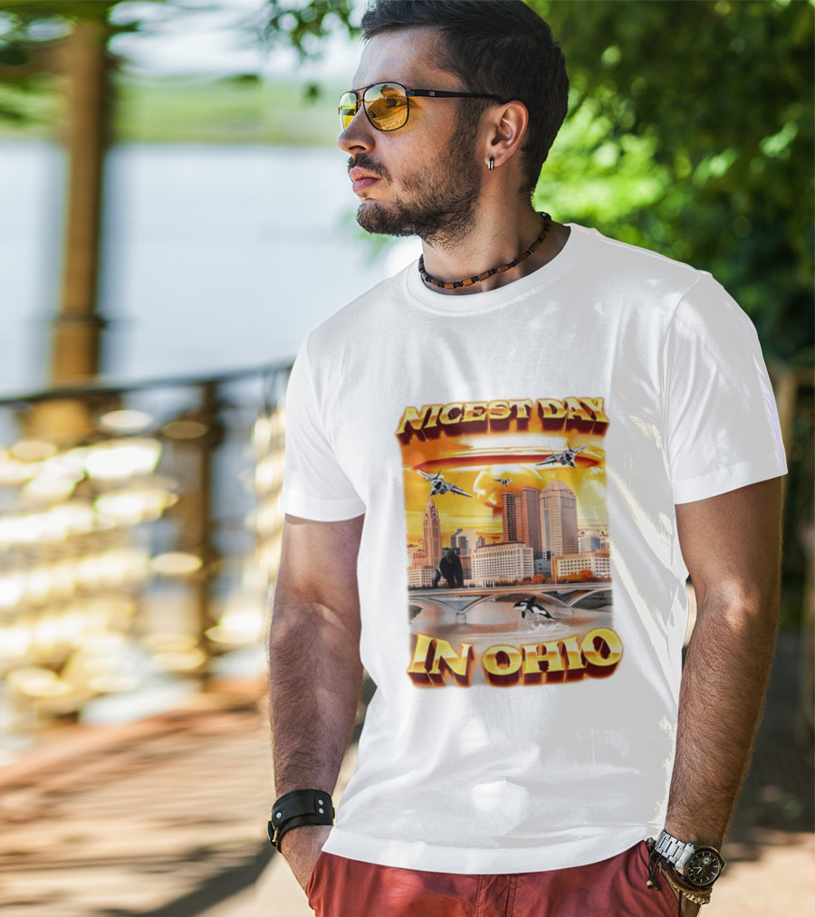 Nicest Day In Ohio Cityscape With Jets And Wildlife T-Shirt