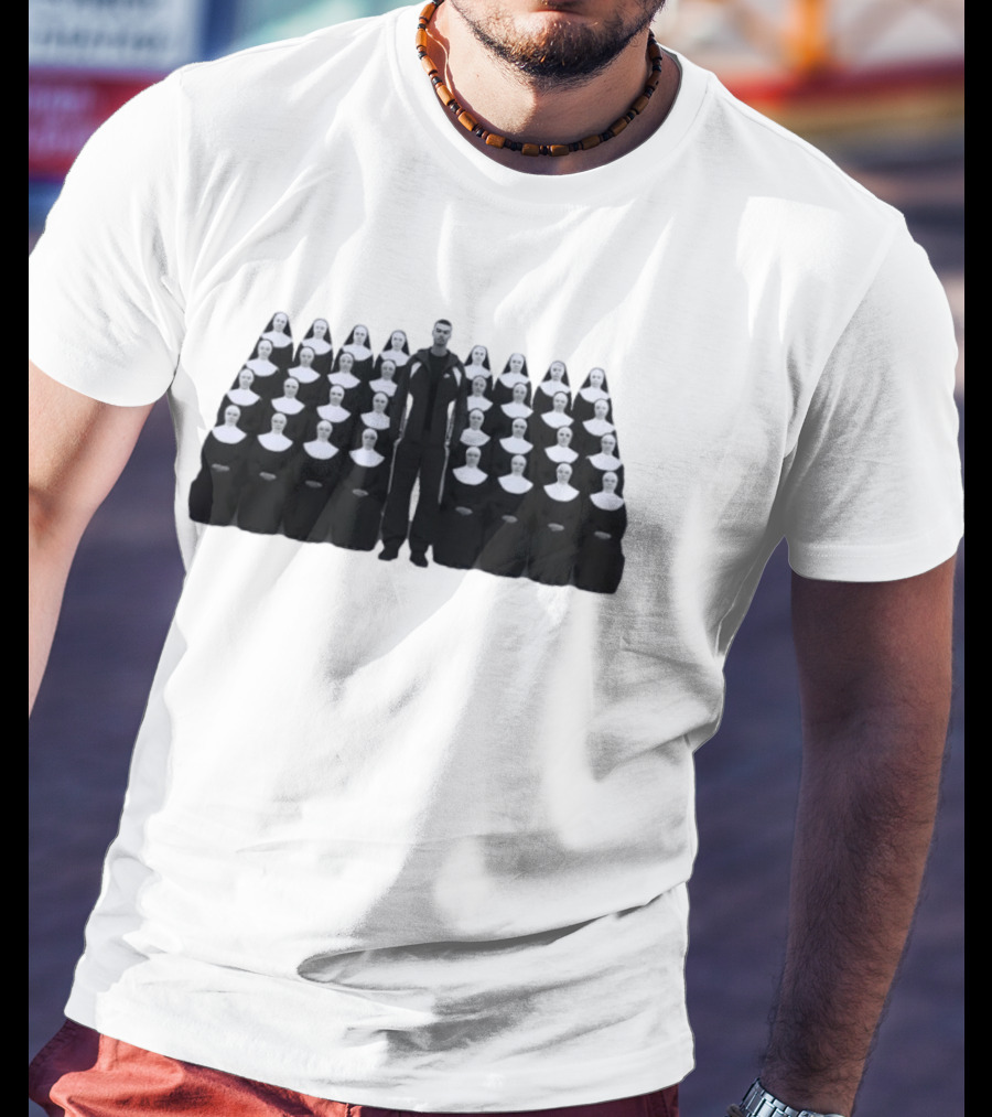 Nike Swoosh Sportswear Tracksuit Modeled By Basketball Star Surrounded By Religious Figures T-Shirt
