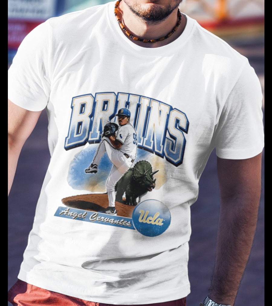 UCLA Bruins Angel Cervantes Baseball Player With Dinosaur T-Shirt