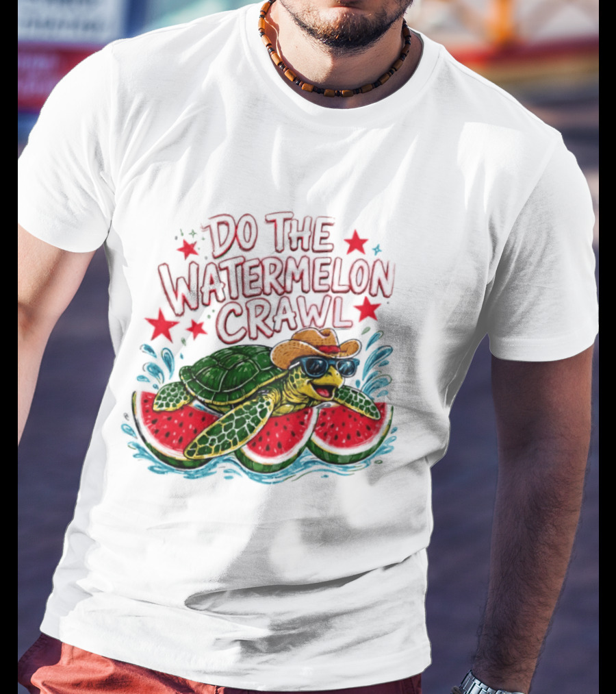Do The Watermelon Crawl Turtle Cowboy Sunglasses Summer Fun T-Shirt