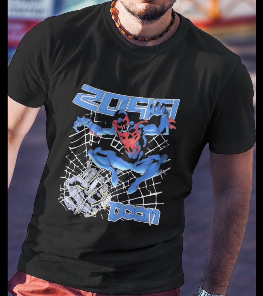2099 Spider Man Doom Web Punching Action T-Shirt