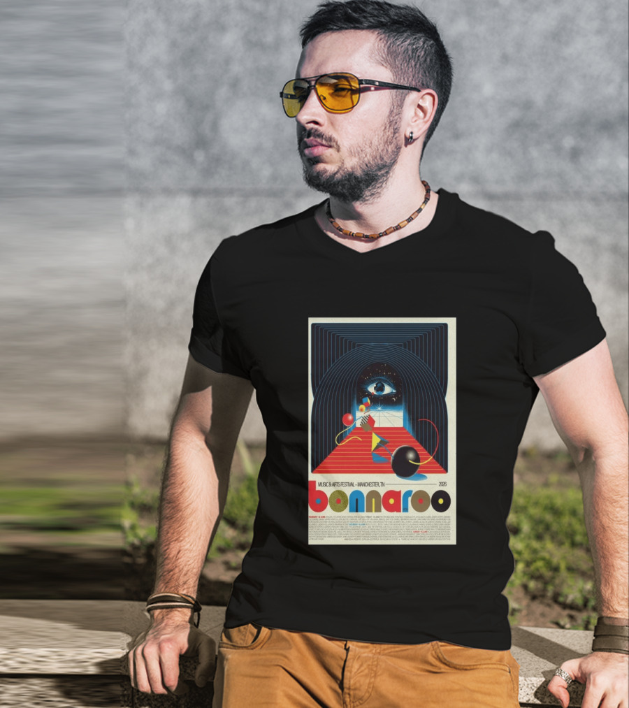 Bonnaroo Music & Arts Festival 2026 Manchester TN June 11 14 Retro Eye T-Shirt