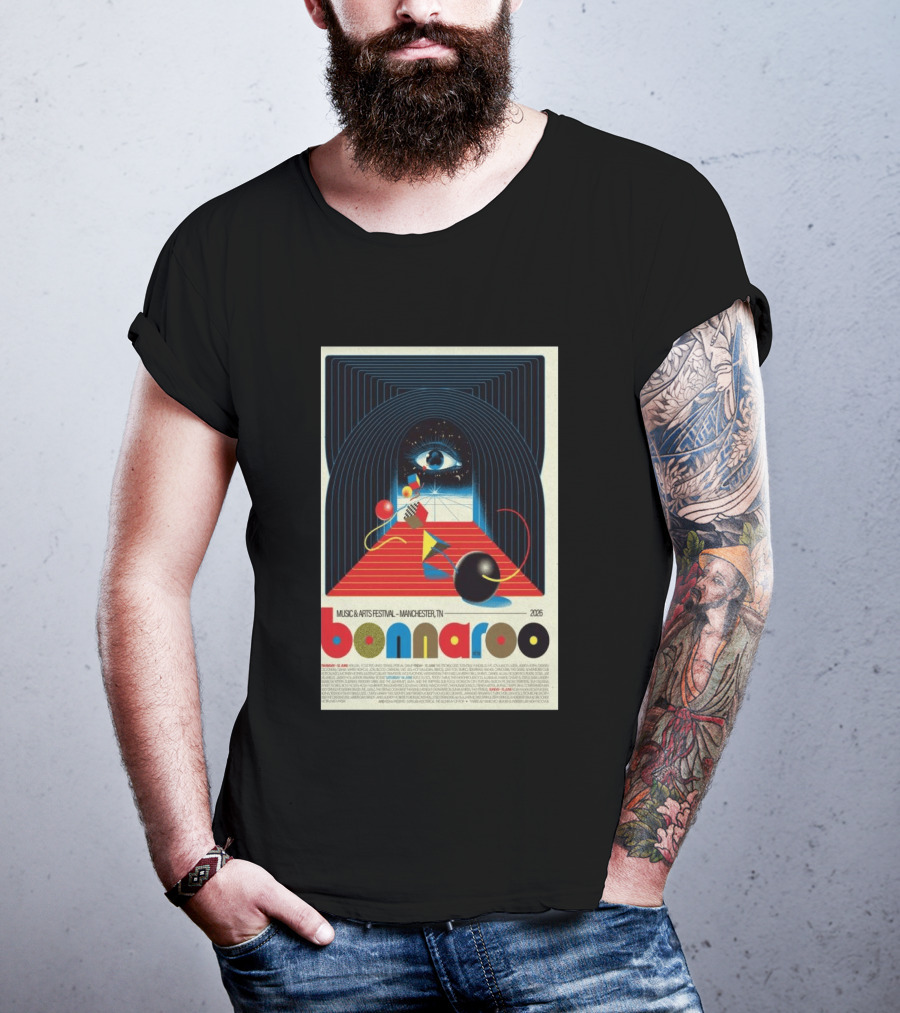 Bonnaroo Music & Arts Festival 2026 Manchester TN June 11 14 Retro Eye T-Shirt