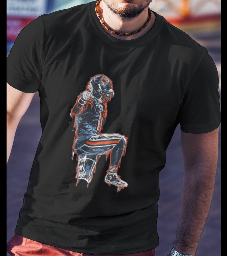 Chicago Bears Kneeling Player Dripping Effect Football Merchandise T-Shirt