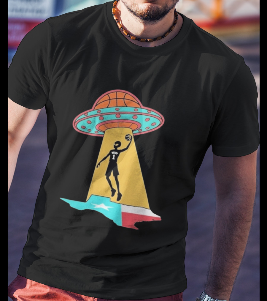 San Antonio Wemby The Alien Spurs Star UFO Basketball Texas T-Shirt