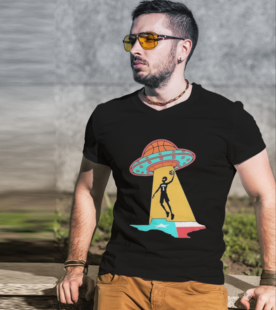 San Antonio Wemby The Alien Spurs Star UFO Basketball Texas T-Shirt
