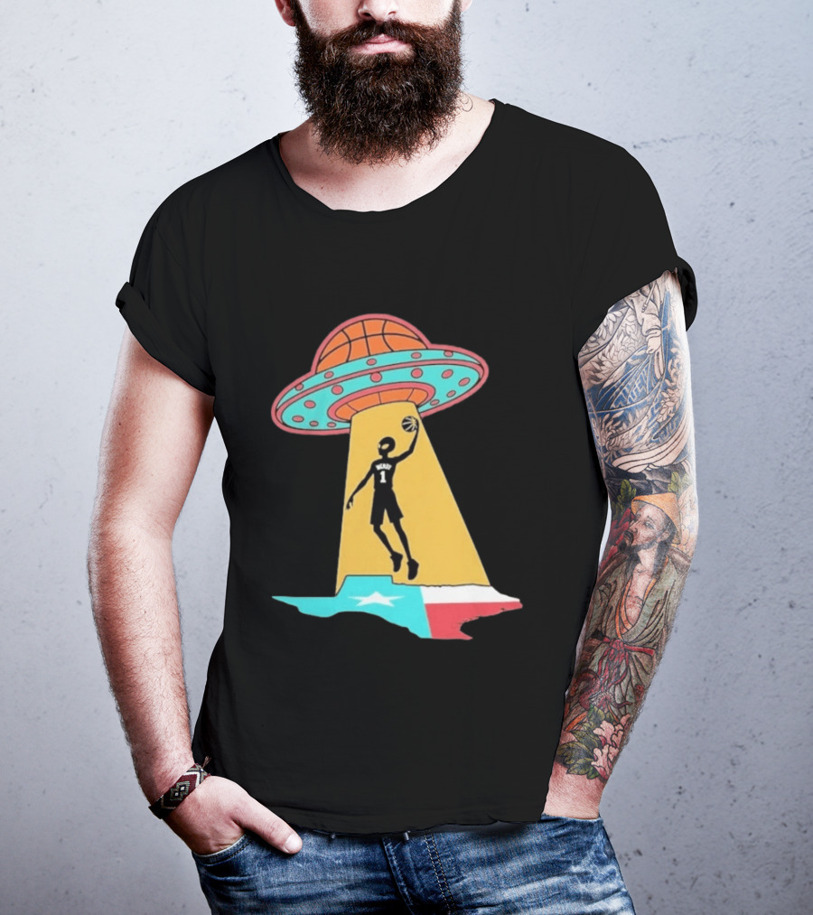 San Antonio Wemby The Alien Spurs Star UFO Basketball Texas T-Shirt