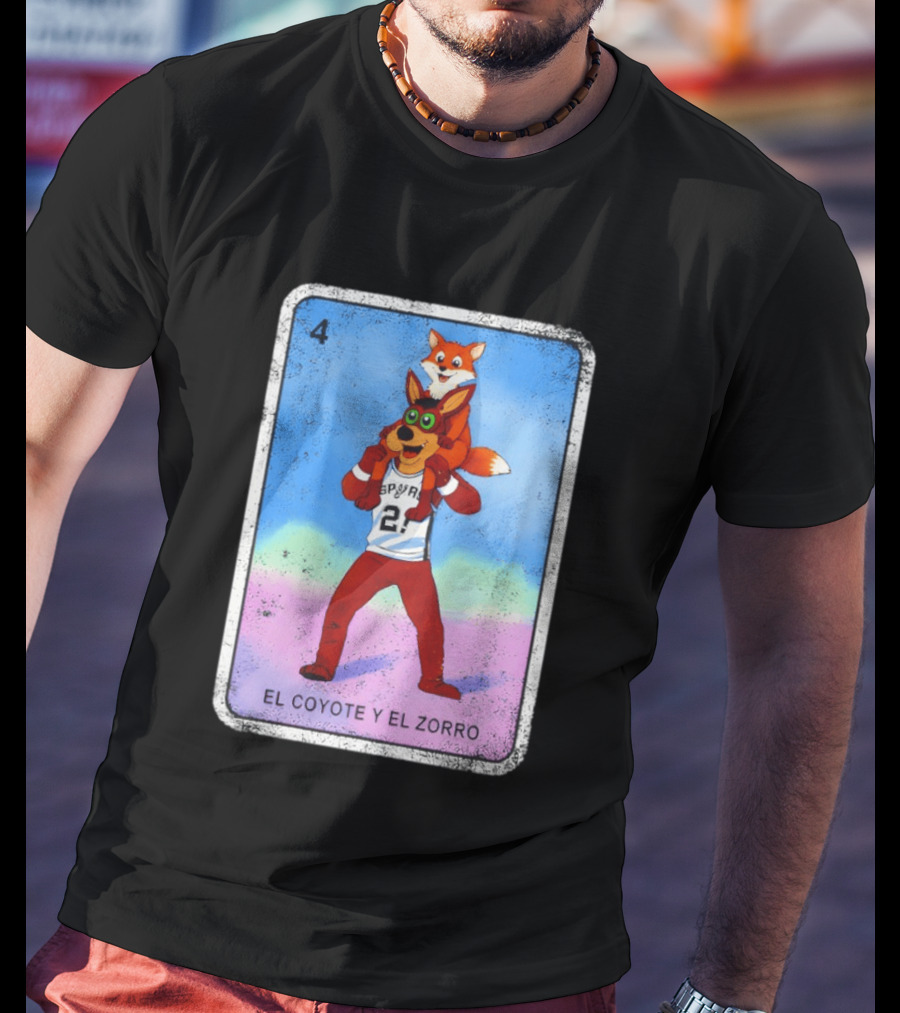 San Antonio Spurs Coyote El Zorro Lotería Card Number 4 T-Shirt