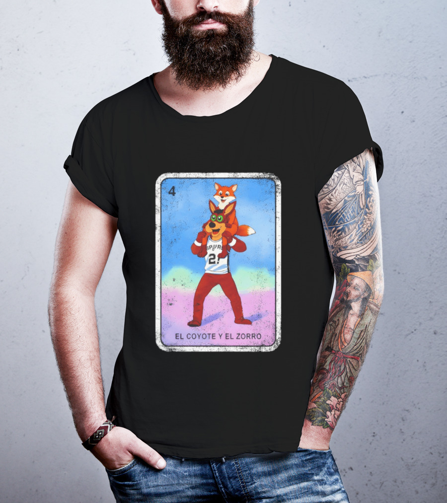 San Antonio Spurs Coyote El Zorro Lotería Card Number 4 T-Shirt