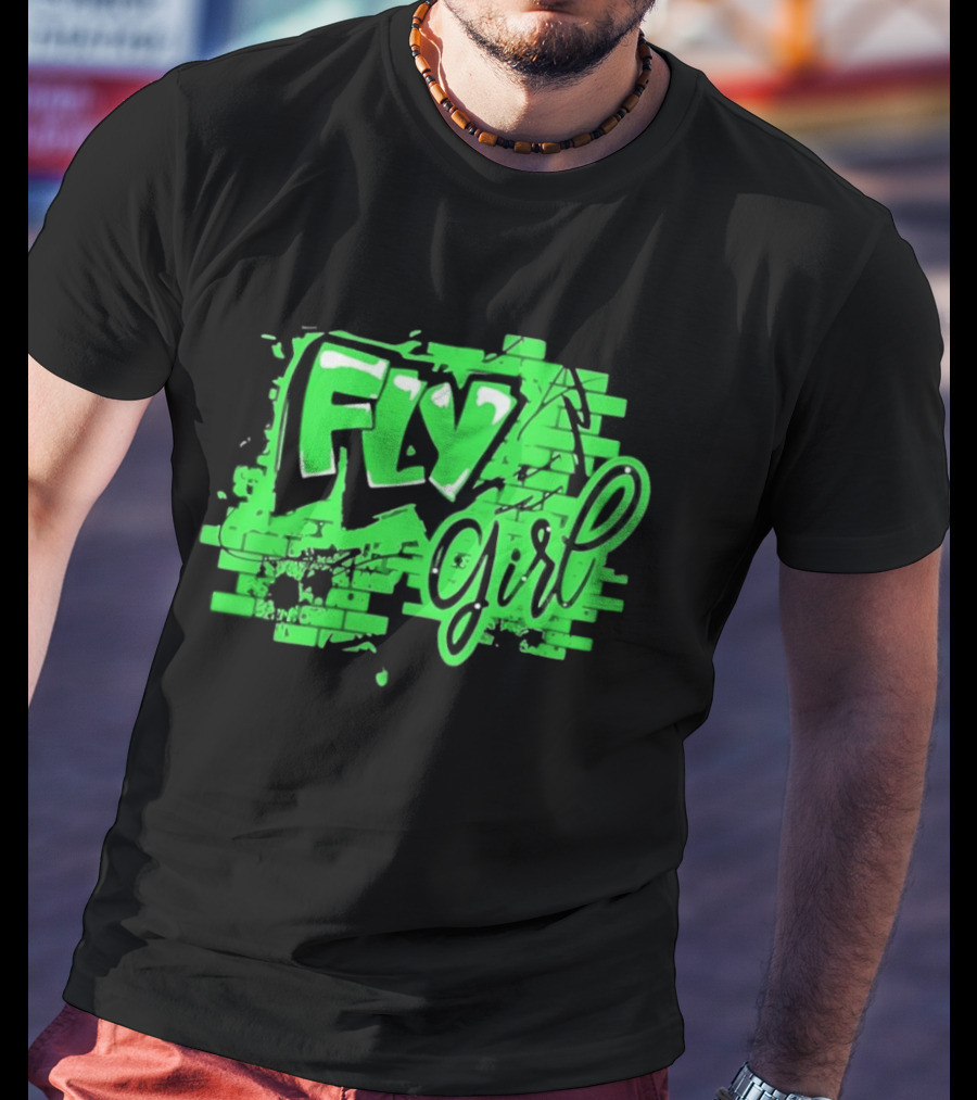 Fly Girl Graffiti Street Brick Wall T-Shirt