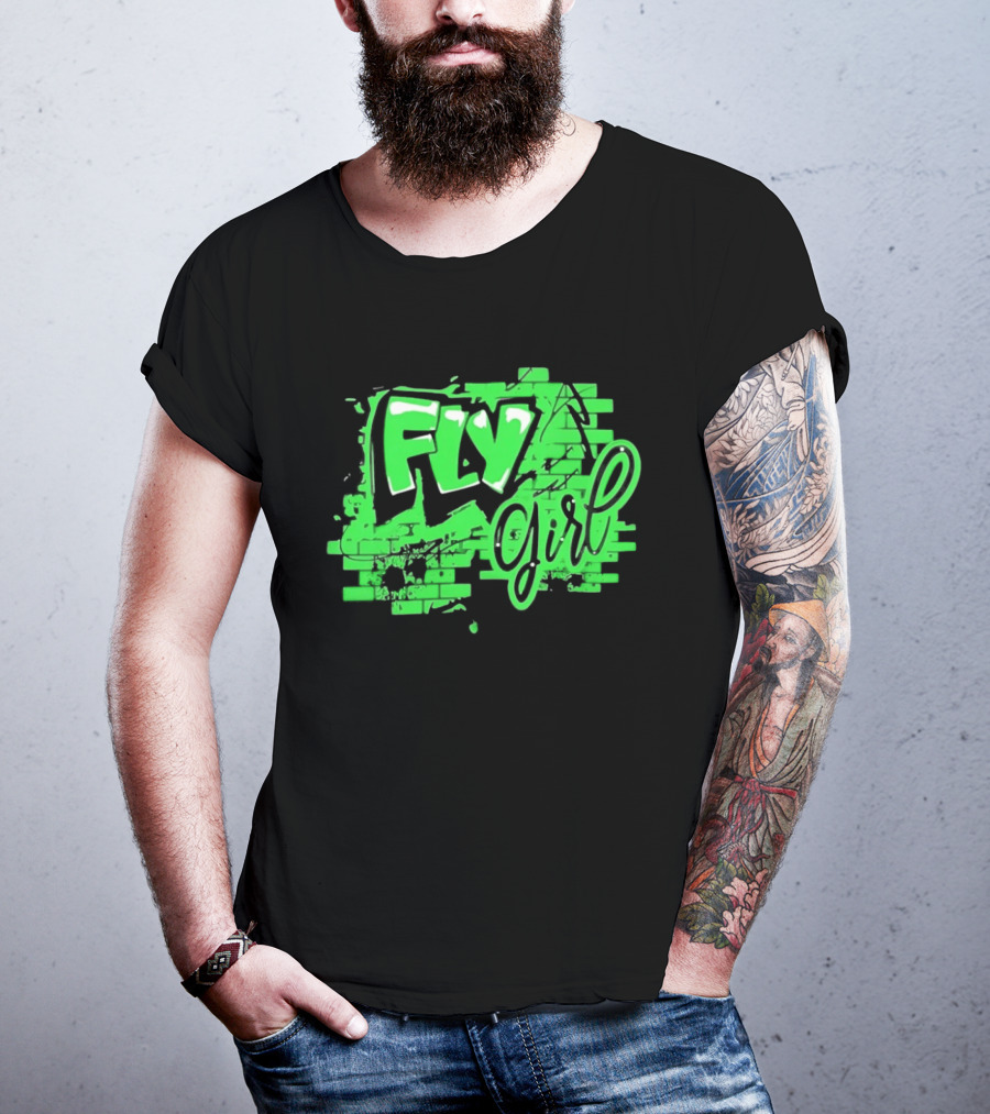 Fly Girl Graffiti Street Brick Wall T-Shirt