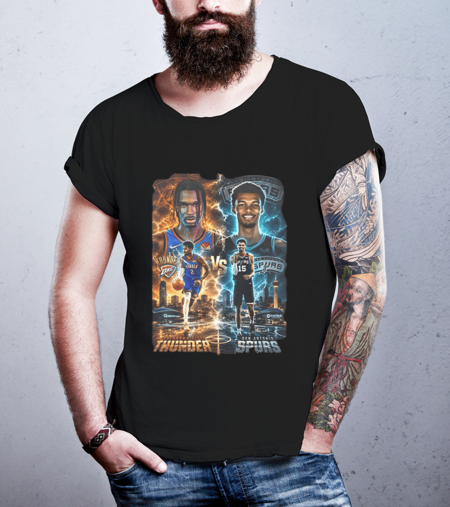 Shai Gilgeous Alexander Oklahoma City Thunder Vs Victor Wembanyama San Antonio Spurs NBA Showdown T-Shirt