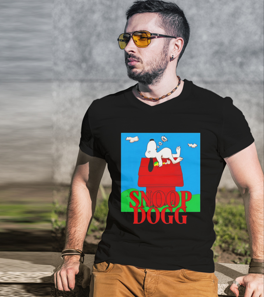 Snoop Dogg Snoopy Parody Relaxing On Doghouse T-Shirt