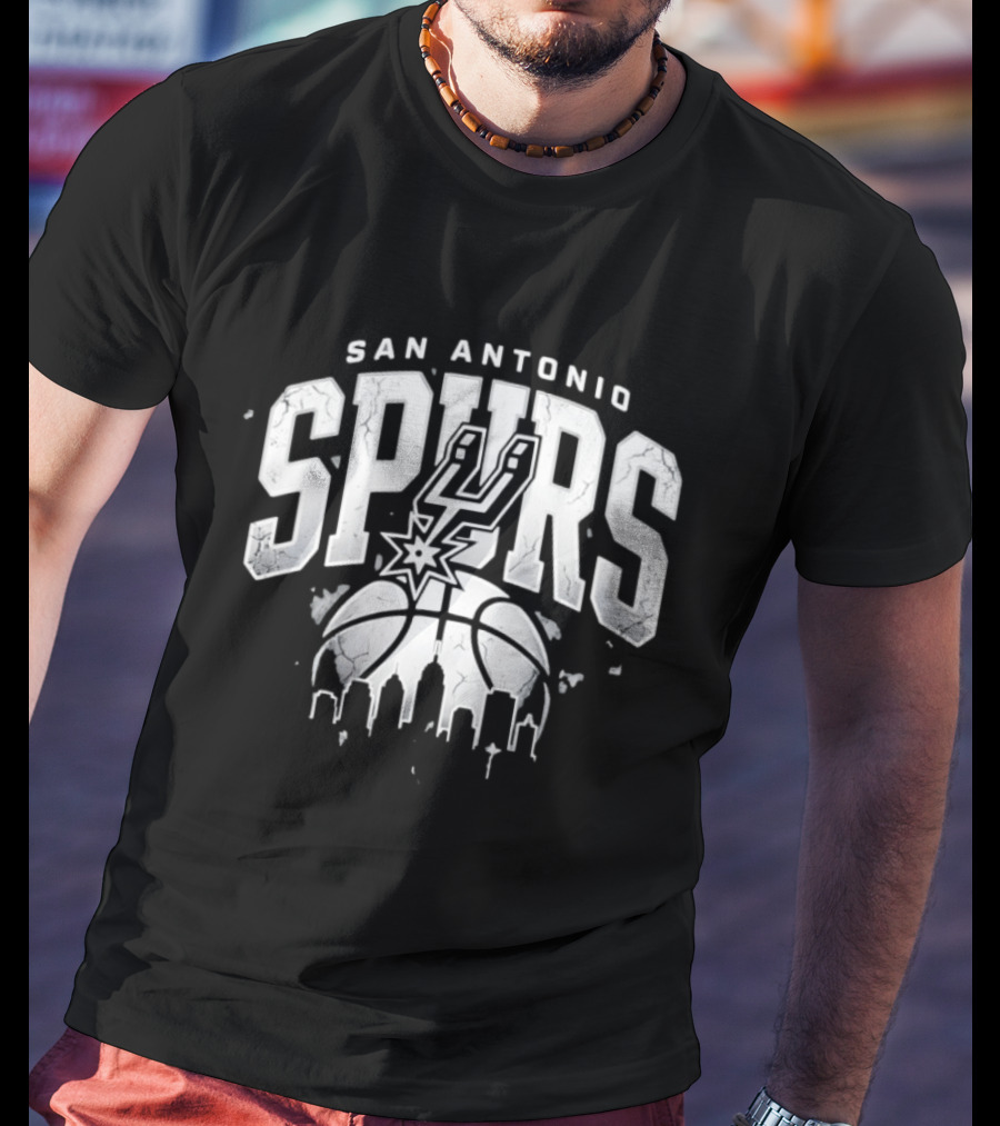 San Antonio Spurs NBA Streetwear Basketball Skyline T-Shirt