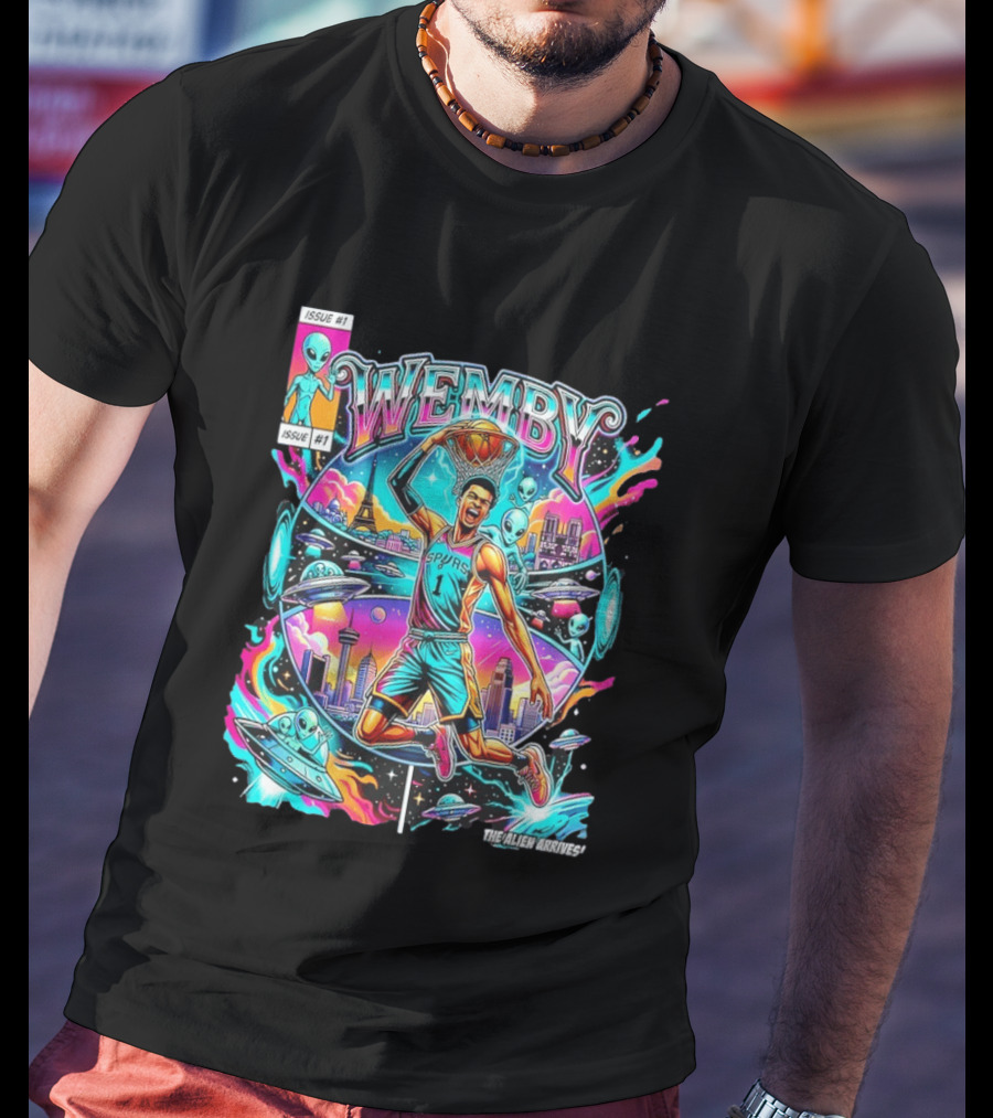 Wemby The Alien Arrives San Antonio Spurs Basketball Issue #1 T-Shirt