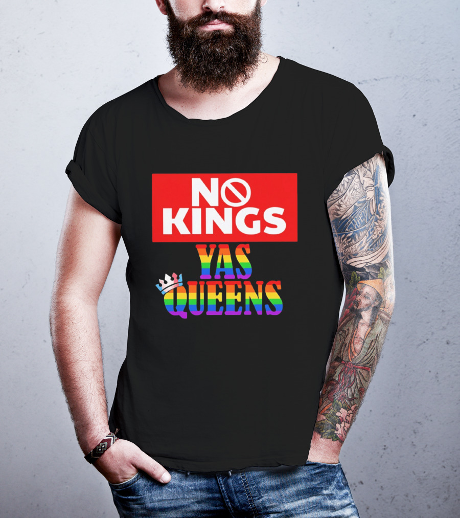 No Kings Yas Queens Rainbow Lettering With Crown T-Shirt