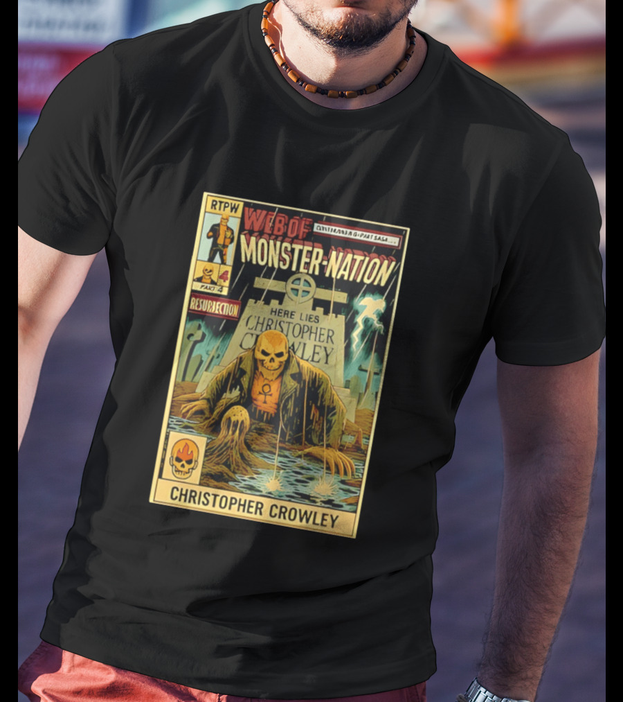 Resurrection Web Of Monster Nation Christopher Crowley Comic Part 4 Skeleton Tombstone T-Shirt