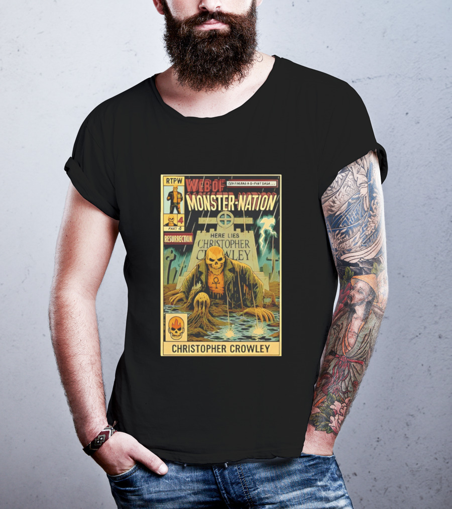 Resurrection Web Of Monster Nation Christopher Crowley Comic Part 4 Skeleton Tombstone T-Shirt