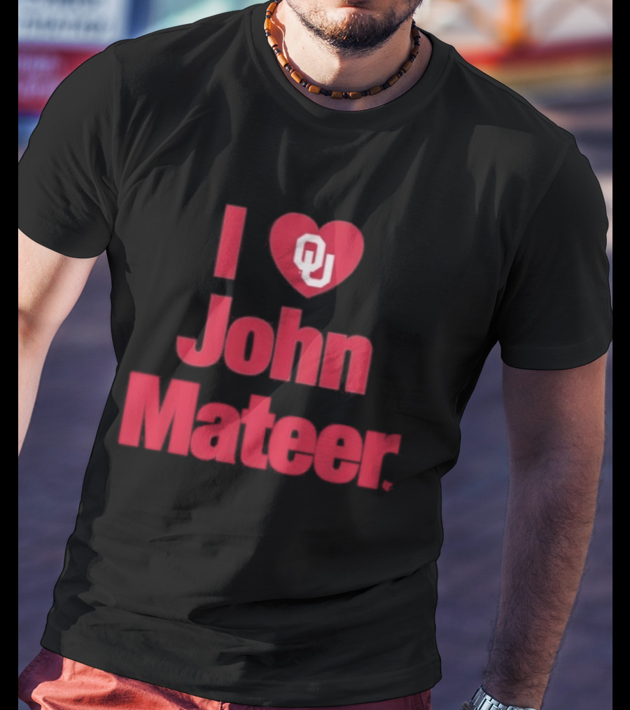 Oklahoma Football I Heart OU John Mateer T-Shirt