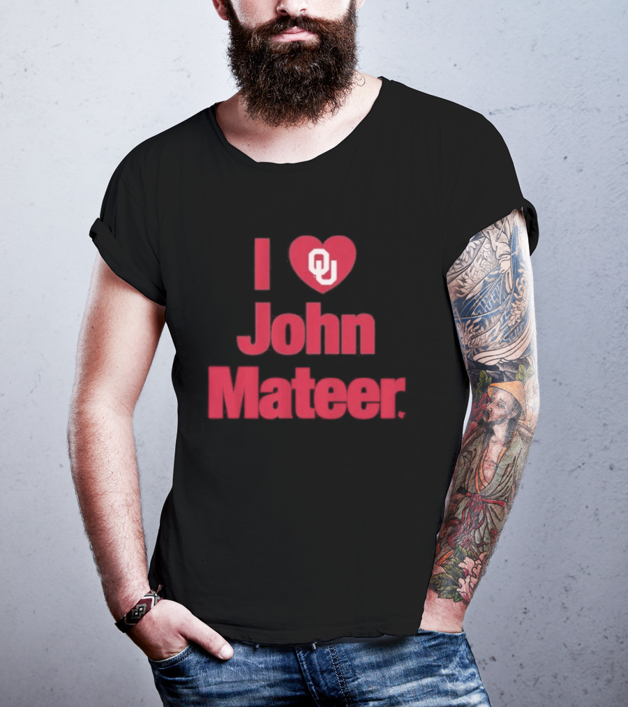 Oklahoma Football I Heart OU John Mateer T-Shirt