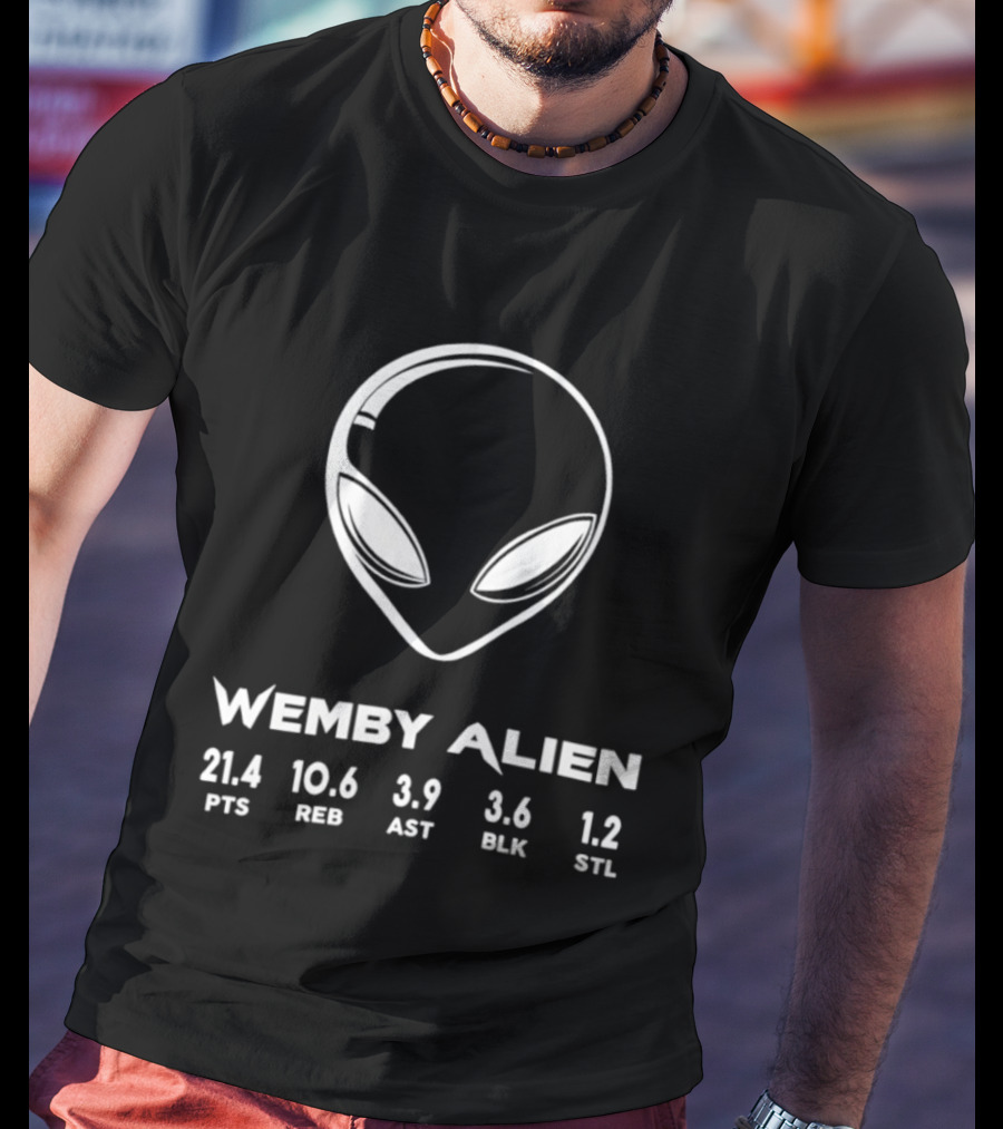 Wemby Alien 21.4 PTS 10.6 REB 3.9 AST 3.6 BLK 1.2 STL San Antonio Spurs T-Shirt