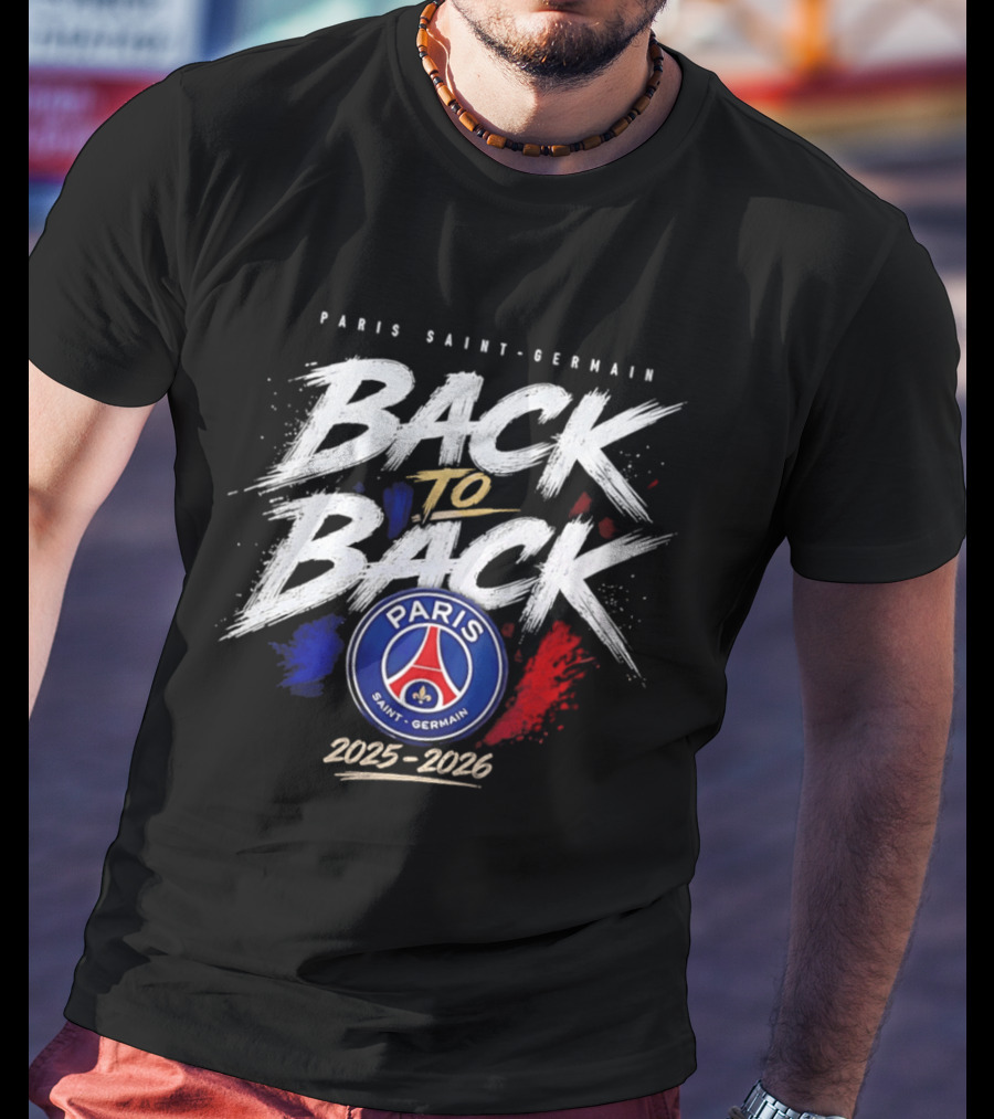 Paris Saint Germain Back To Back 2025 2026 Logo Champion Celebration T-Shirt
