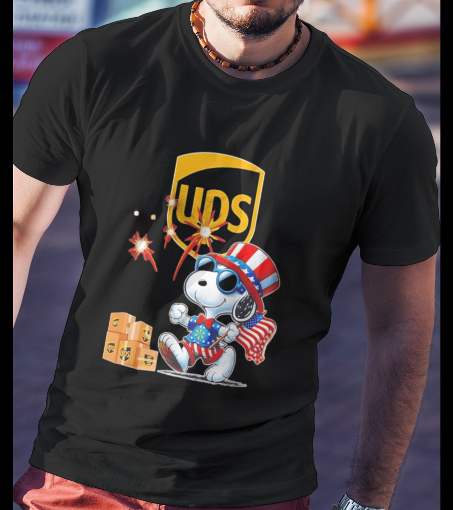 Patriotic Snoopy Independence Day UPS Packages American Flag Celebration T-Shirt