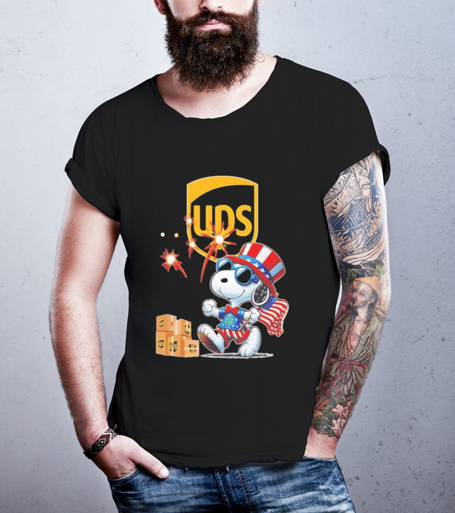 Patriotic Snoopy Independence Day UPS Packages American Flag Celebration T-Shirt