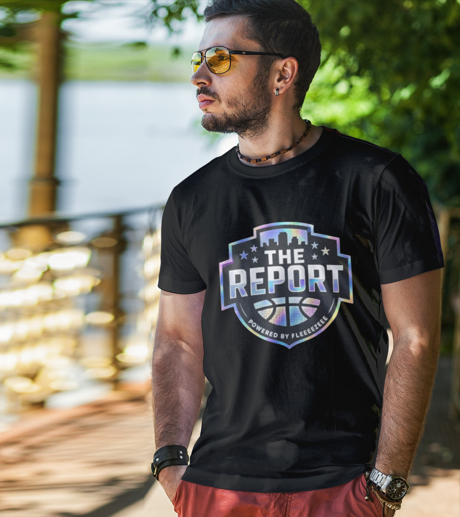 THE REPORT Powered By Fleeeeezeee Basketball Urban Stars Holographic Cityscape T-Shirt