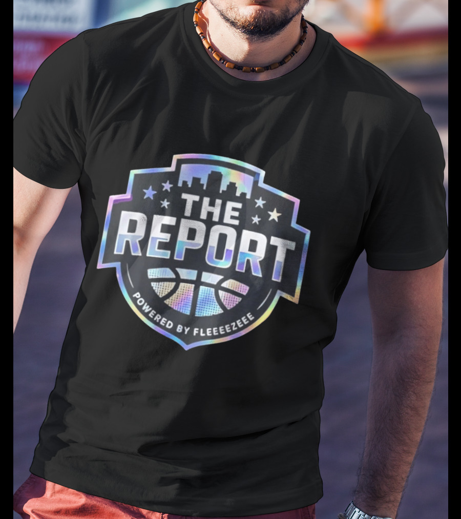 THE REPORT Powered By Fleeeeezeee Basketball Urban Stars Holographic Cityscape T-Shirt