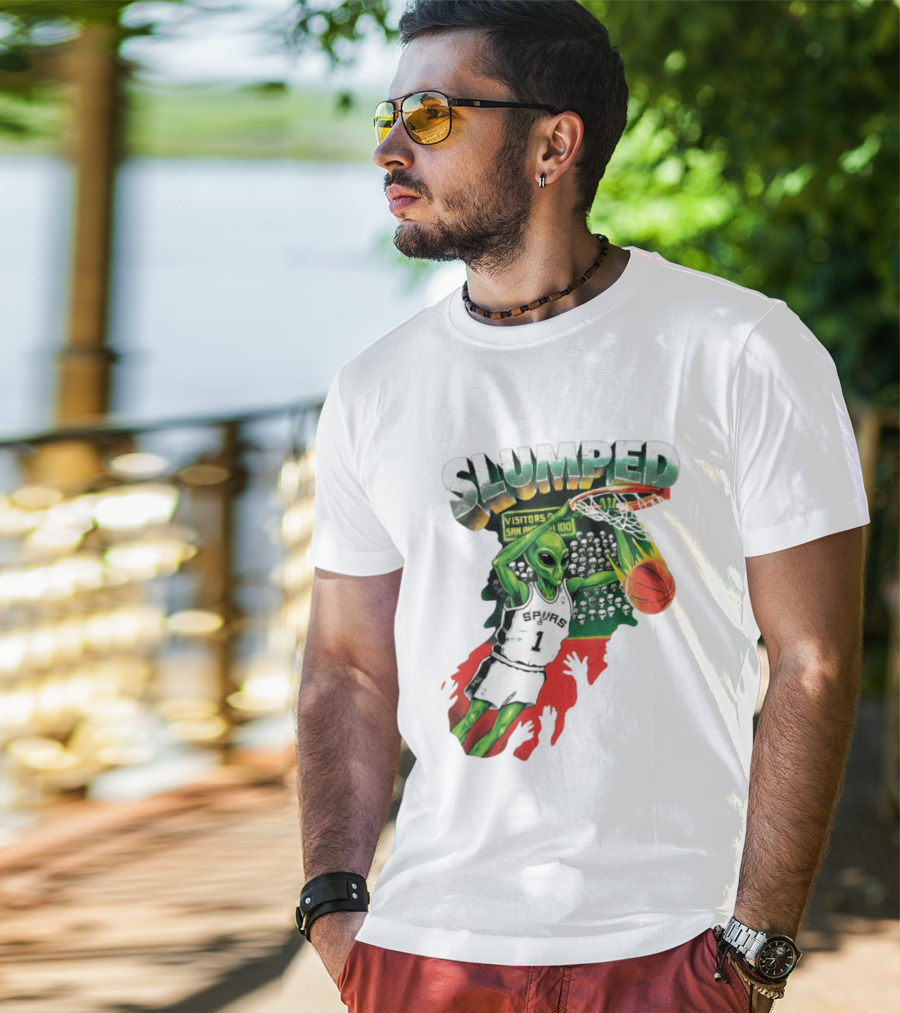 Slumped Alien Basketball Dunk Spurs Number 1 Visitors San Antonio 100 T-Shirt