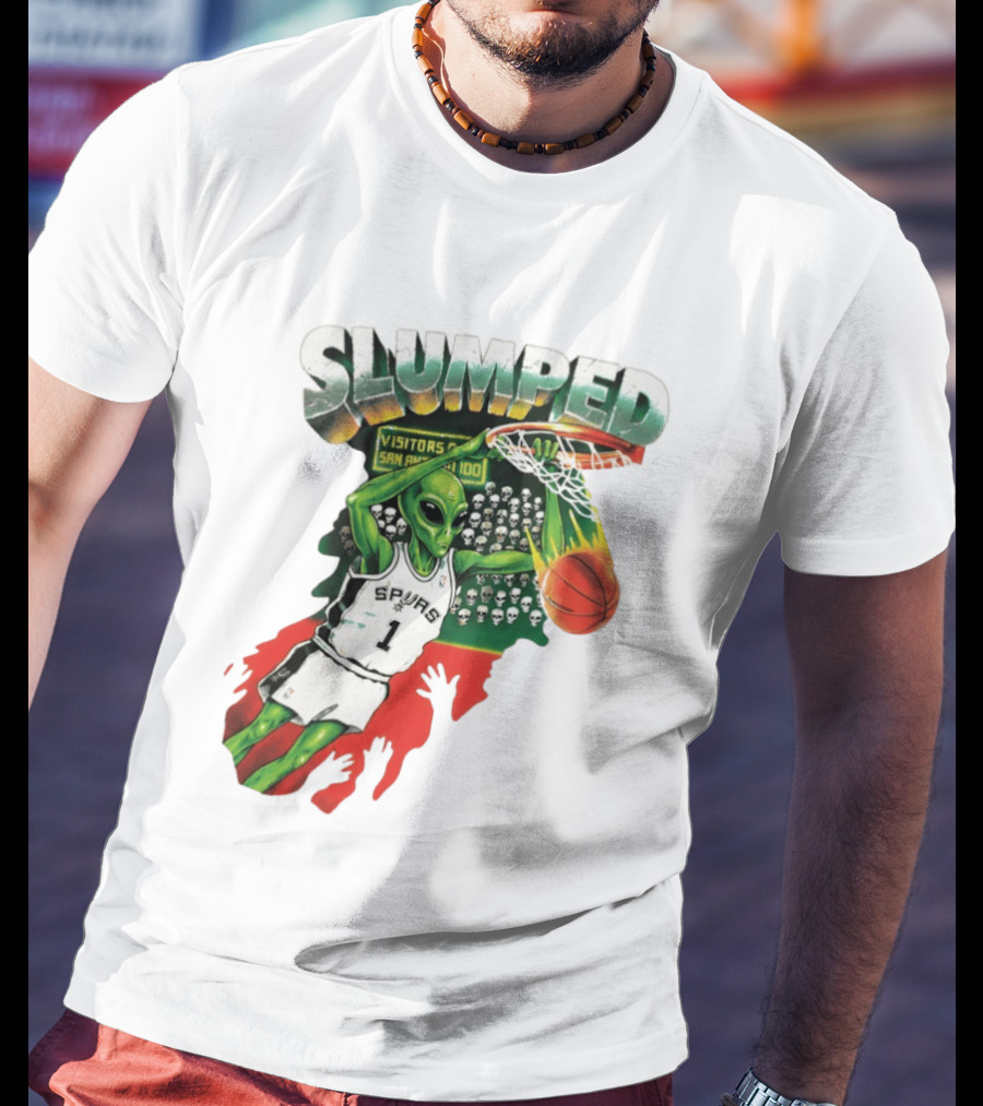 Slumped Alien Basketball Dunk Spurs Number 1 Visitors San Antonio 100 T-Shirt