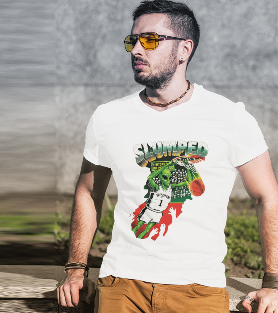 Slumped Alien Basketball Dunk Spurs Number 1 Visitors San Antonio 100 T-Shirt