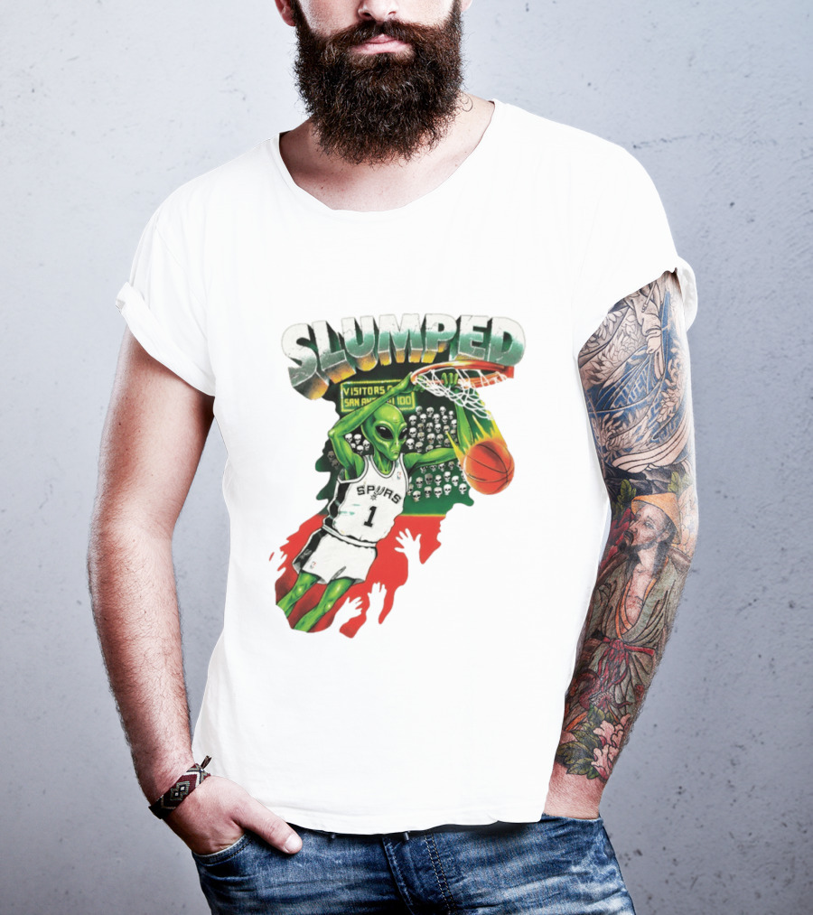 Slumped Alien Basketball Dunk Spurs Number 1 Visitors San Antonio 100 T-Shirt