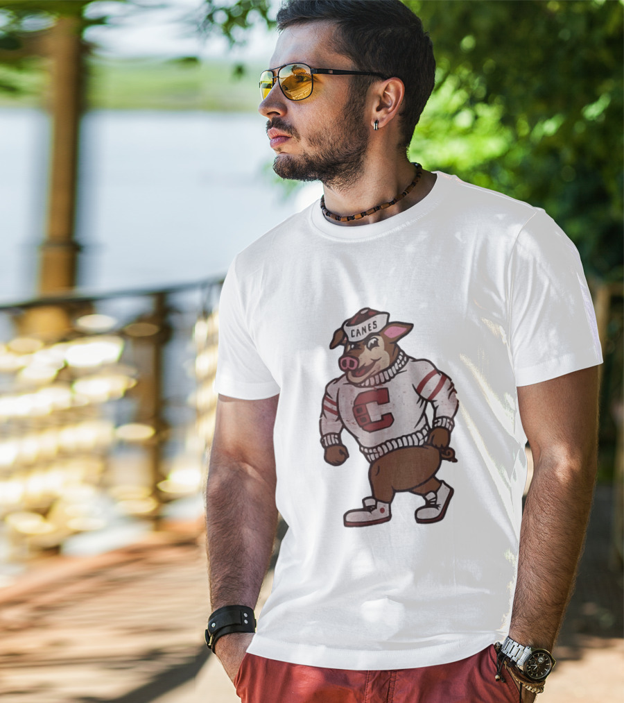 Carolina Hurricanes Canes Pig Hockey Cartoon Character Sweater T-Shirt