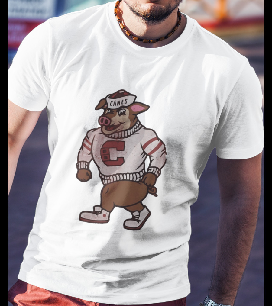 Carolina Hurricanes Canes Pig Hockey Cartoon Character Sweater T-Shirt