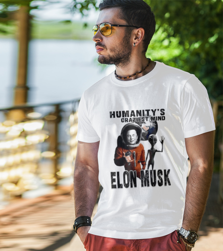 Elon Musk Humanity's Craziest Mind Earth Alien Spacesuit Astronaut T-Shirt