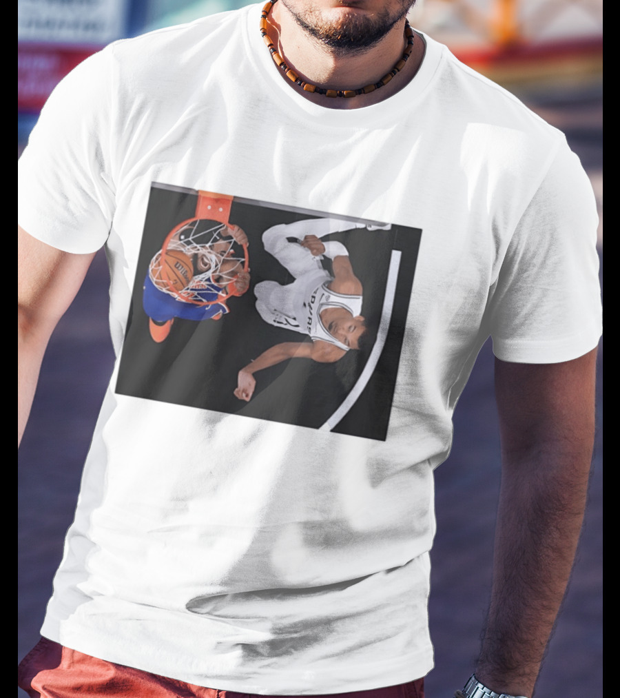 Jalen Brunson New York Knicks Victor Wembanyama San Antonio Spurs NBA Basketball Action T-Shirt