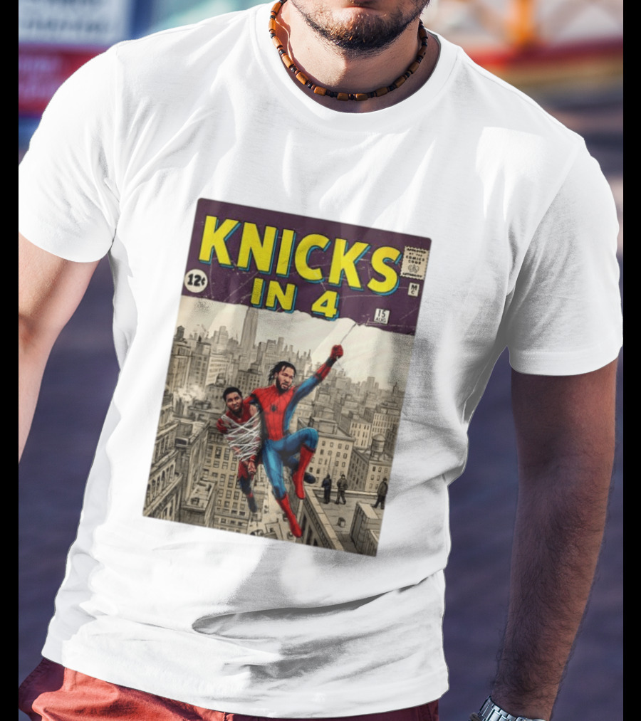 Knicks In 4 Jalen Brunson Vs Donovan Mitchell Comic Crossover New York Cleveland Showdown T-Shirt