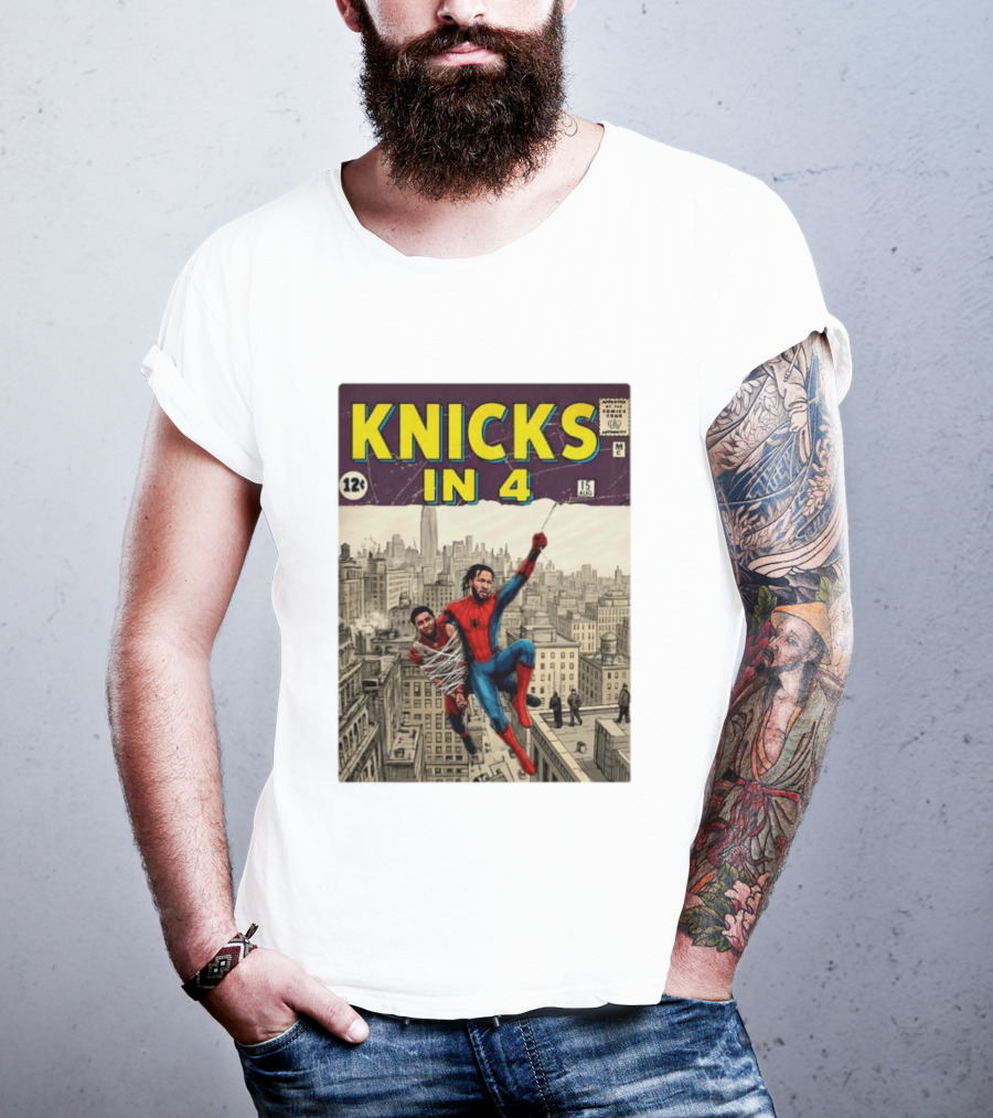 Knicks In 4 Jalen Brunson Vs Donovan Mitchell Comic Crossover New York Cleveland Showdown T-Shirt
