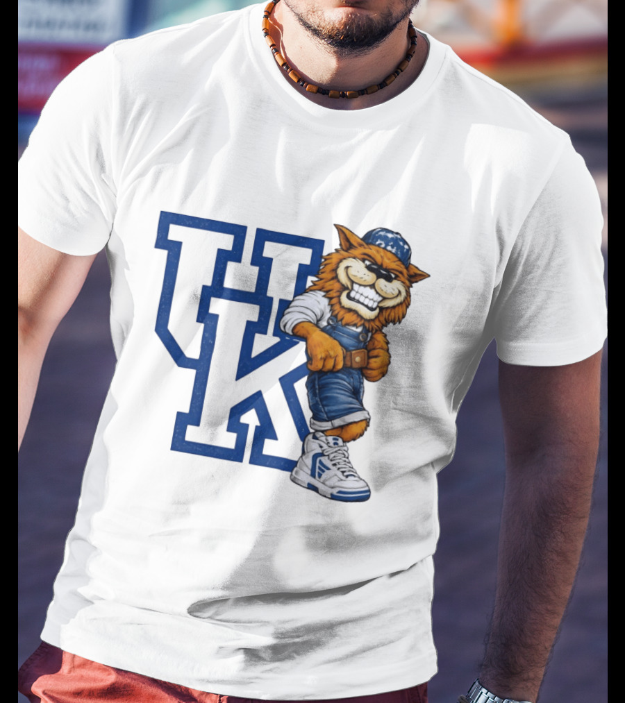Kentucky Wildcats UK Mascot In Overalls Sneakers Athletics Basketball T-Shirt
