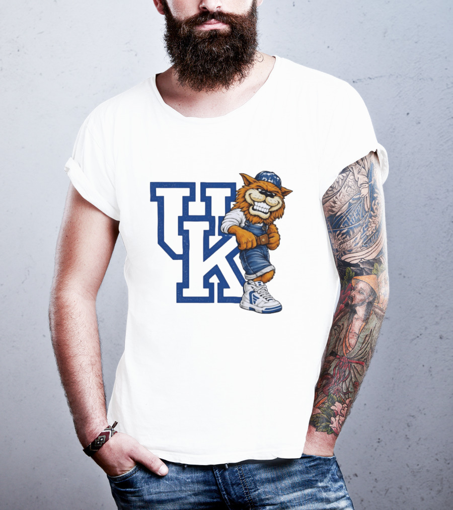 Kentucky Wildcats UK Mascot In Overalls Sneakers Athletics Basketball T-Shirt