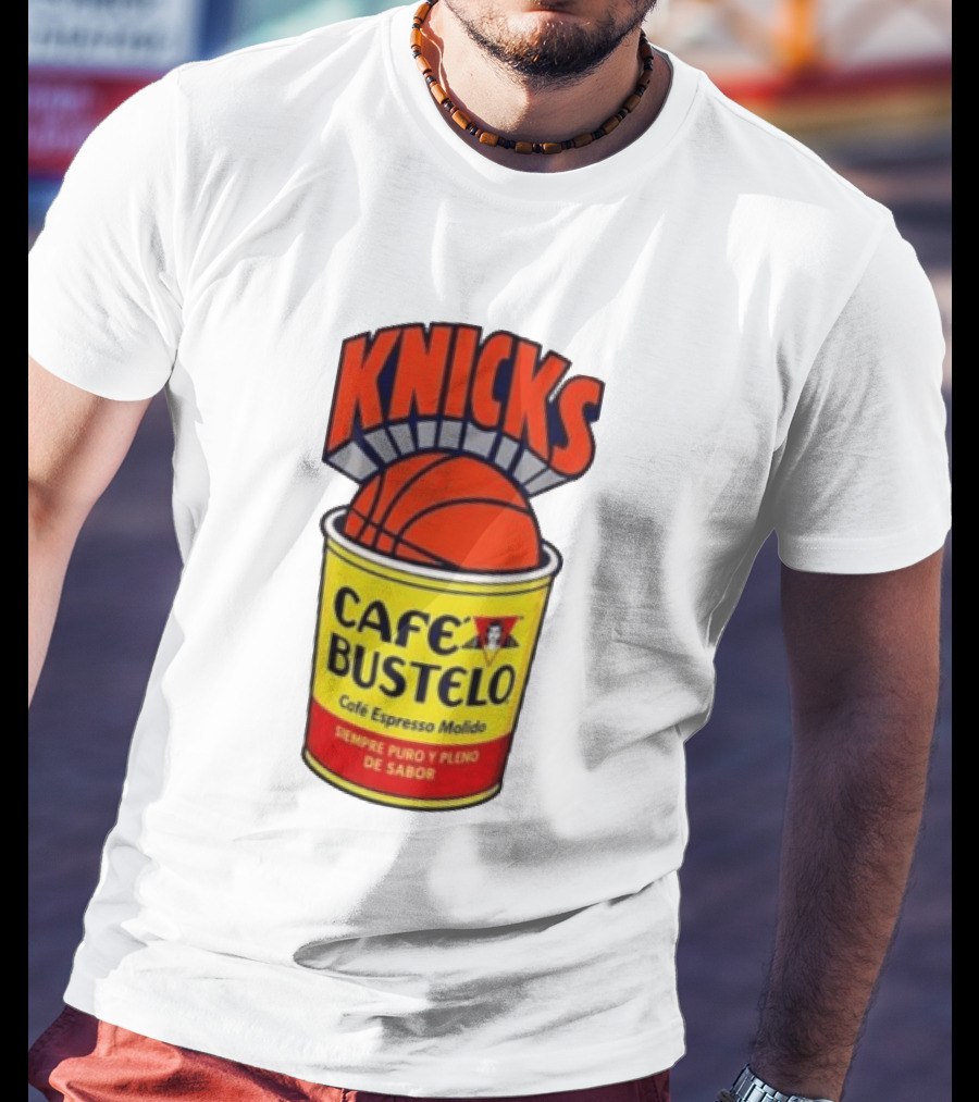 New York Knicks Cafe Bustelo Espresso Molido Basketball NBA T-Shirt