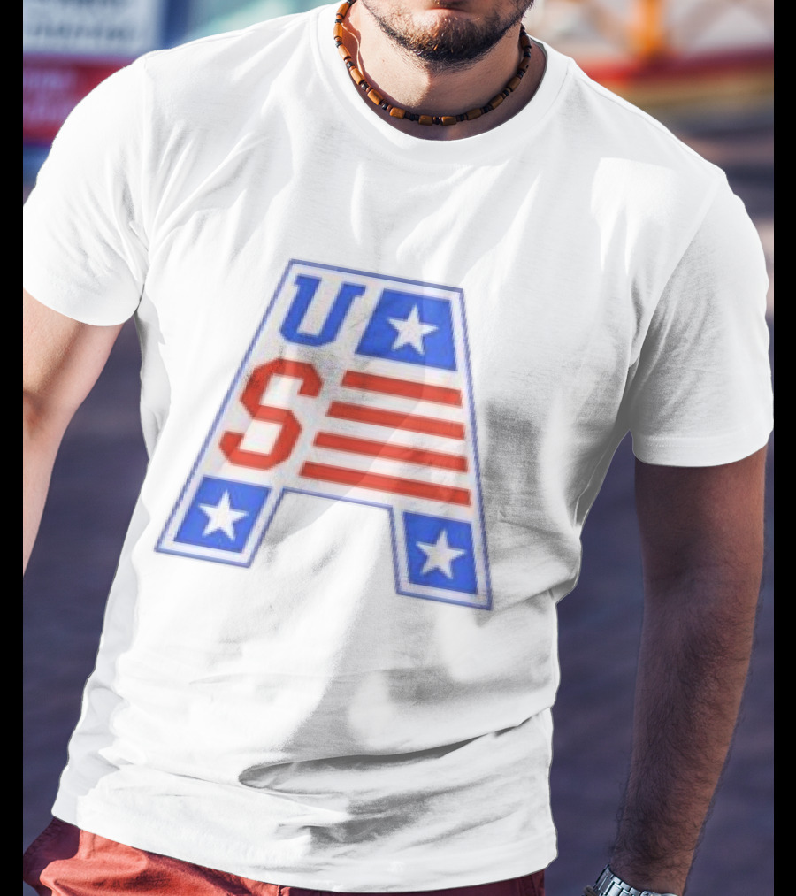 USA Stars Stripes Letter A Patriotic T-Shirt