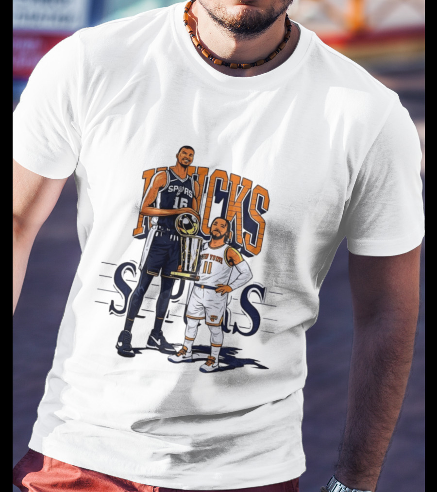 Victor Wembanyama Spurs Versus Jalen Brunson Knicks Trophy Size Gap T-Shirt
