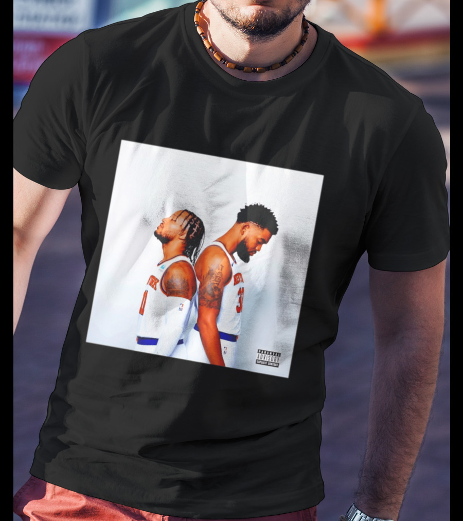 Knicks Basketball Players Brunson Towns Parental Advisory Album Cover T-Shirt