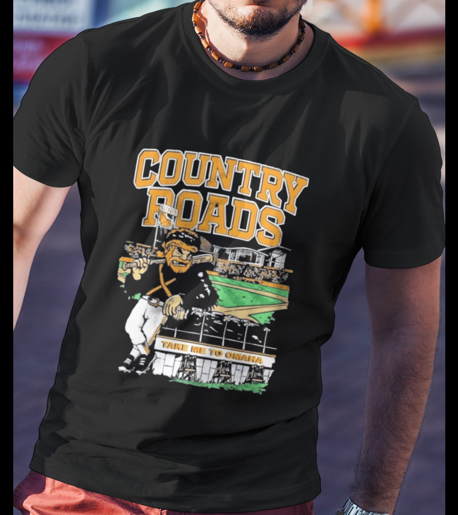 Country Roads Baseball Motif Take Me To Omaha T-Shirt