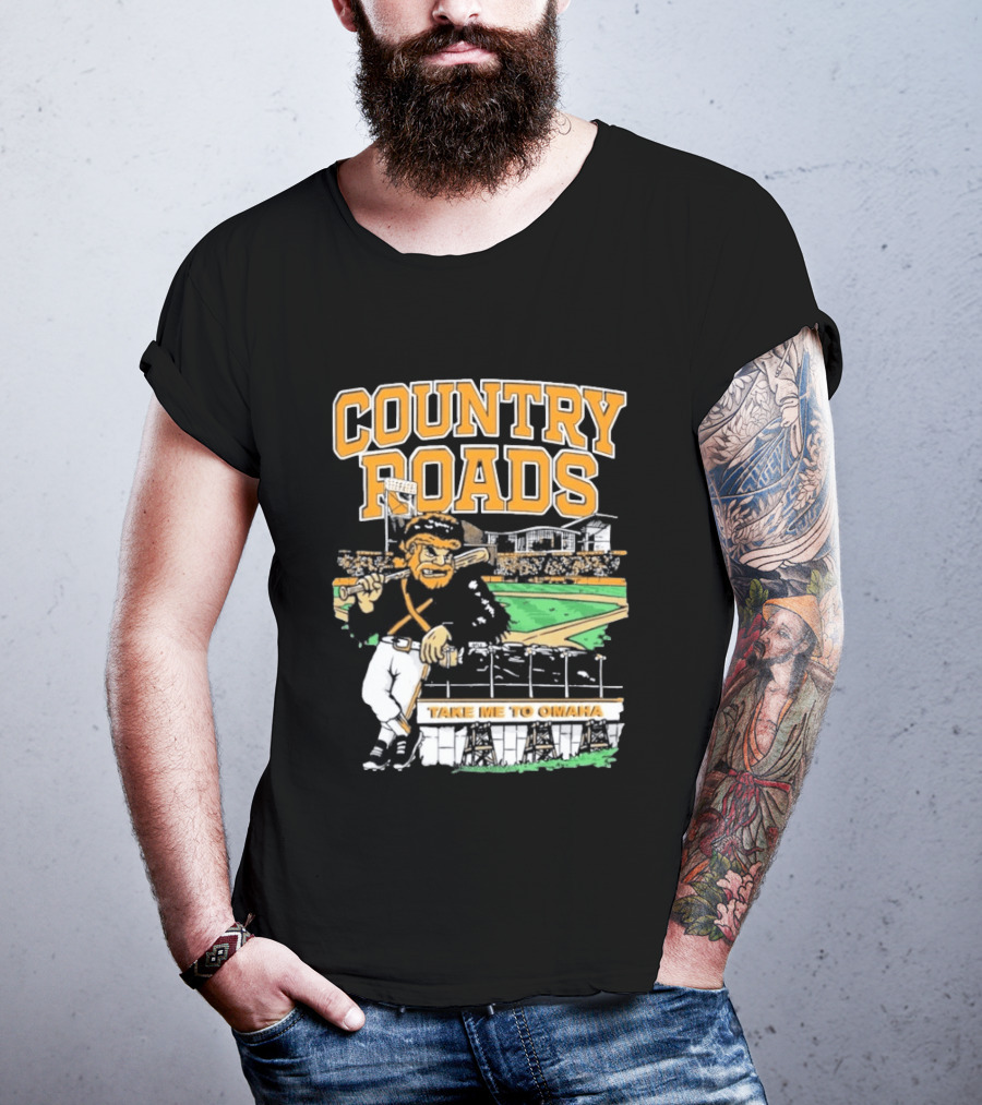 Country Roads Baseball Motif Take Me To Omaha T-Shirt